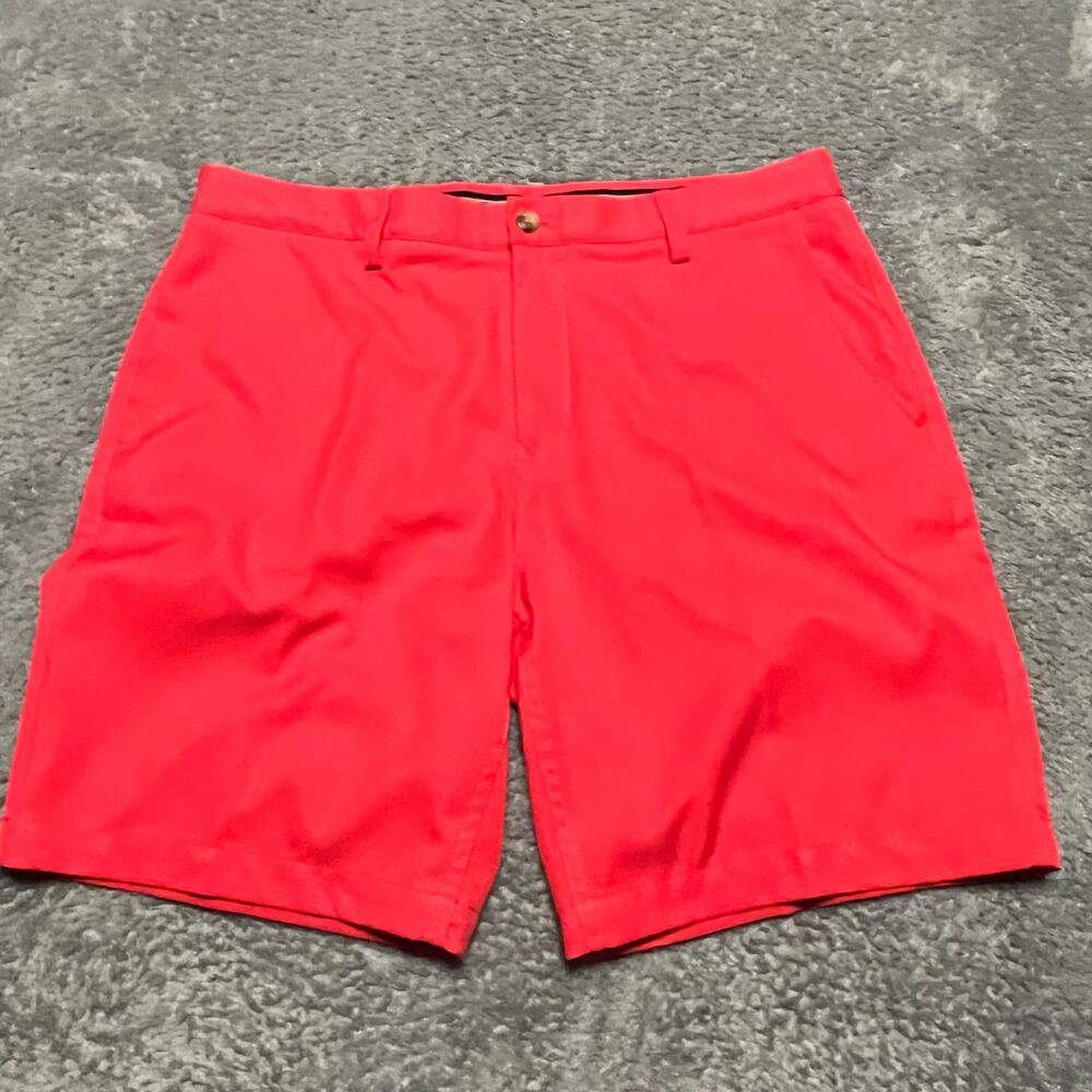 Vineyard Vines Links Shorts Mens 36 Red Pink Flat Front Golf 9" Chino